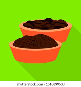 Vector design of bowl and coffee icon. Web element of bowl and seed stock symbol for web.