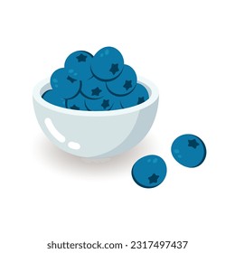 Vector design of bowl with fresh ripe blueberries.