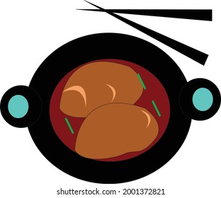 Vektordesign einer Schüssel vietnamesisches Rindfleisch Noodle Soup Ph mit Gemüse
