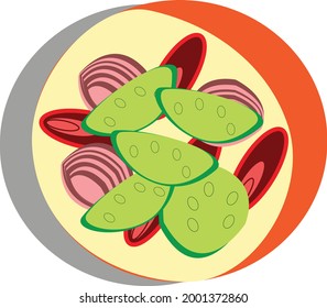Vector design of a bowl of Vietnamese Beef Noodle Soup Ph with vegetables