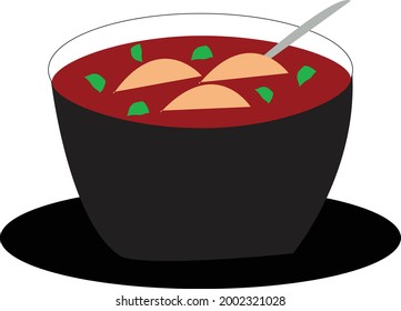 Vector design of a bowl of Vietnamese Beef Noodle Soup Ph with vegetables