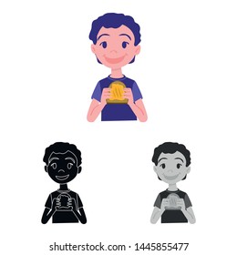 Vector design of boy and sandwich icon. Set of boy and butter stock vector illustration.