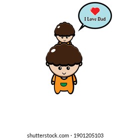 Vector design of boy wearing orange shirt saying i love dad