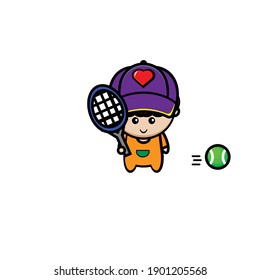 Diseño vectorial de un niño que usa tenis de color naranja