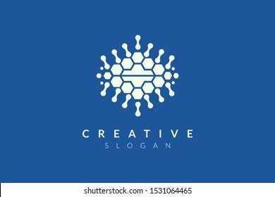 Vector design of brain style with various abstract shape. Simple brain design, simple logo style, modern icon and symbol