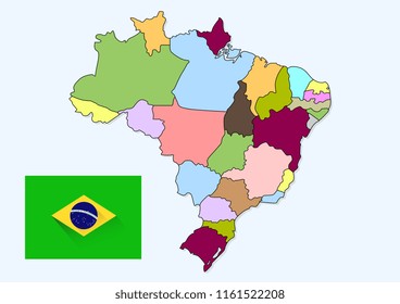 vector design of Brazil maps and flag 