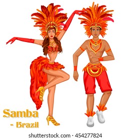 Vector Design Of Brazilian Couple Performing Samba Dance Of Brazil