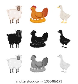 Vector design of breeding and kitchen  sign. Collection of breeding and organic  vector icon for stock.