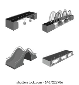Vector design of bridge connection and crossing sign. Set of connection and design vector icon for stock.