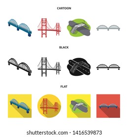 Vector design of bridge and construction icon. Collection of bridge and arch stock symbol for web.