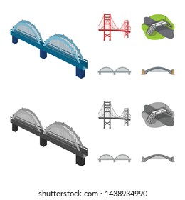 Vector design of bridge and construction symbol. Set of bridge and arch vector icon for stock.