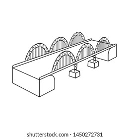 Vector design of bridge and mobile sign. Set of bridge and sea stock symbol for web.
