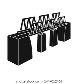 Vector design of bridge and modern logo. Set of bridge and railroad stock symbol for web.