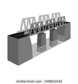 Vector design of bridge and modern symbol. Set of bridge and railroad vector icon for stock.