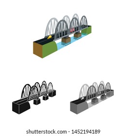 Vector design of bridge and railway logo. Set of bridge and Coast stock vector illustration.