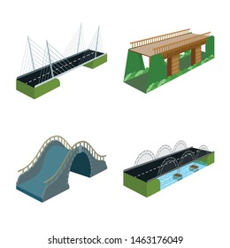 Vector design of bridgework and architecture icon. Collection of bridgework and structure vector icon for stock.