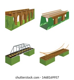 Vector design of bridgework and architecture logo. Collection of bridgework and structure stock symbol for web.