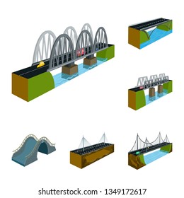 Vector design of bridgework and architecture sign. Set of bridgework and structure  stock vector illustration.