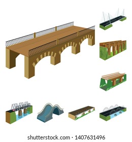 Vector design of bridgework and architecture symbol. Collection of bridgework and structure  vector icon for stock.