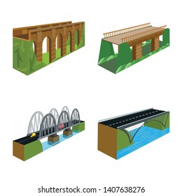 Vector design of bridgework and architecture symbol. Collection of bridgework and structure  stock symbol for web.