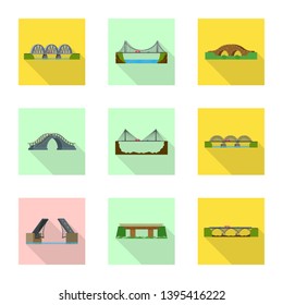 Vector design of bridgework and bridge icon. Set of bridgework and landmark stock vector illustration.