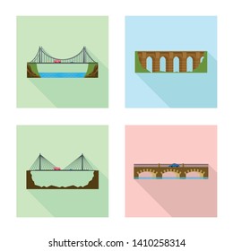 Vector design of bridgework and bridge icon. Set of bridgework and landmark stock symbol for web.