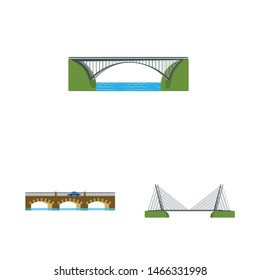Vector design of bridgework and bridge icon. Set of bridgework and landmark stock symbol for web.