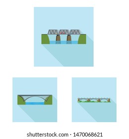 Vector design of bridgework and bridge icon. Collection of bridgework and landmark vector icon for stock.