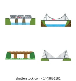 Vector design of bridgework and bridge logo. Collection of bridgework and landmark vector icon for stock.