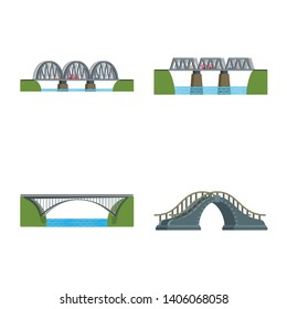 Vector design of bridgework and bridge sign. Set of bridgework and landmark stock vector illustration.