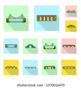 Vector design of bridgework and bridge symbol. Collection of bridgework and landmark stock symbol for web.