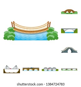 Vector design of bridgework and bridge symbol. Collection of bridgework and landmark stock symbol for web.