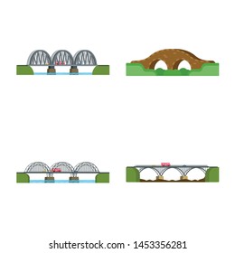 Vector design of bridgework and bridge symbol. Collection of bridgework and landmark stock symbol for web.