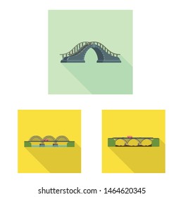 Vector design of bridgework and bridge symbol. Set of bridgework and landmark stock vector illustration.
