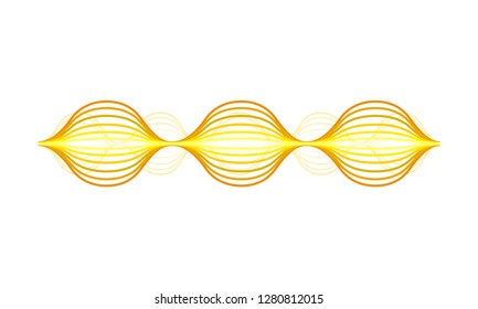 Vector design of bright yellow music wave. Sound vibrations. Audio equalizer. Digital waveform