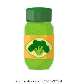 Vector design of broccoli and bank symbol. Graphic of broccoli and mashed stock vector illustration.