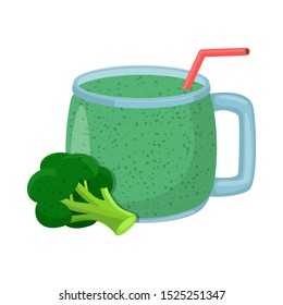 Vector design of broccoli and smoothie symbol. Web element of broccoli and summer vector icon for stock.