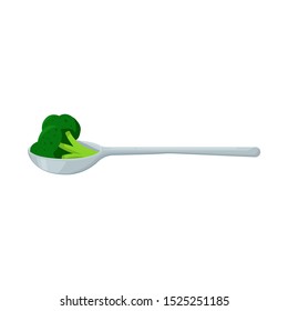Vector design of broccoli and spoon sign. Web element of broccoli and dinner vector icon for stock.