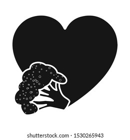 Vector design of broccoli and vegetables logo. Graphic of broccoli and heart vector icon for stock.