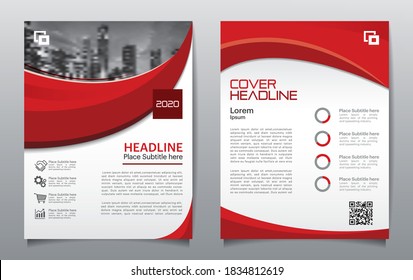Diseño vectorial para Folleto, Informe Anual, Revista, Afiche, Presentación Corporativa, Cartera, Volante, infografía, Diseño moderno con Color Rojo tamaño A4, Delante y Atrás, Fácil de usar y editar.