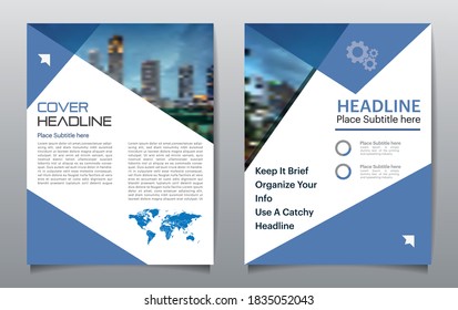 Vector design for Brochure, Annual Report, Magazine, Poster, Corporate Presentation, Portfolio, Flyer, infographic, layout modern with Blue color size A4, Front and back, Easy to use and edit.