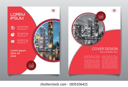 Vector design for Brochure, Annual Report, Magazine, Poster, Corporate Presentation, Portfolio, Flyer, infographic, layout modern with Red color size A4, Front and back, Easy to use and edit.