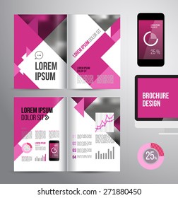 Vector design brochure template with statistic and infographic for business flyer or presentation. Trend design.