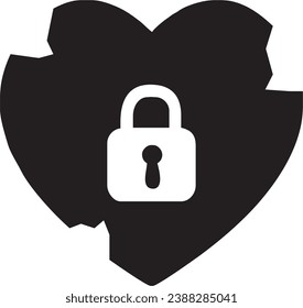 vector design of broken heart with locked padlock. vector illustration