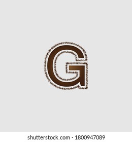 Vector Design of Brown Colored G Alphabet .Creative Design of Brown Colored G Alphabet with Rough Stroke .Vector Alphabetic Logo Design of G Letter.