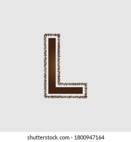 Vector Design of Brown Colored L Alphabet .Creative Design of Brown Colored L Alphabet with Rough Stroke .Vector Alphabetic Logo Design of L Letter.