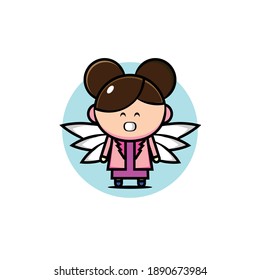 Diseño vectorial de una mujer de cabello marrón que trae hojas de la suerte