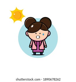 Vector design of brown haired woman in sun