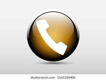 vector design of brown telephone button