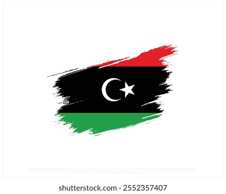 Vector design of Brush flag of LIBYA on a white background, Editable Vector illustration of LIBYA flag, National Day design, vector design of Libya Brush Flag, National day of Libya